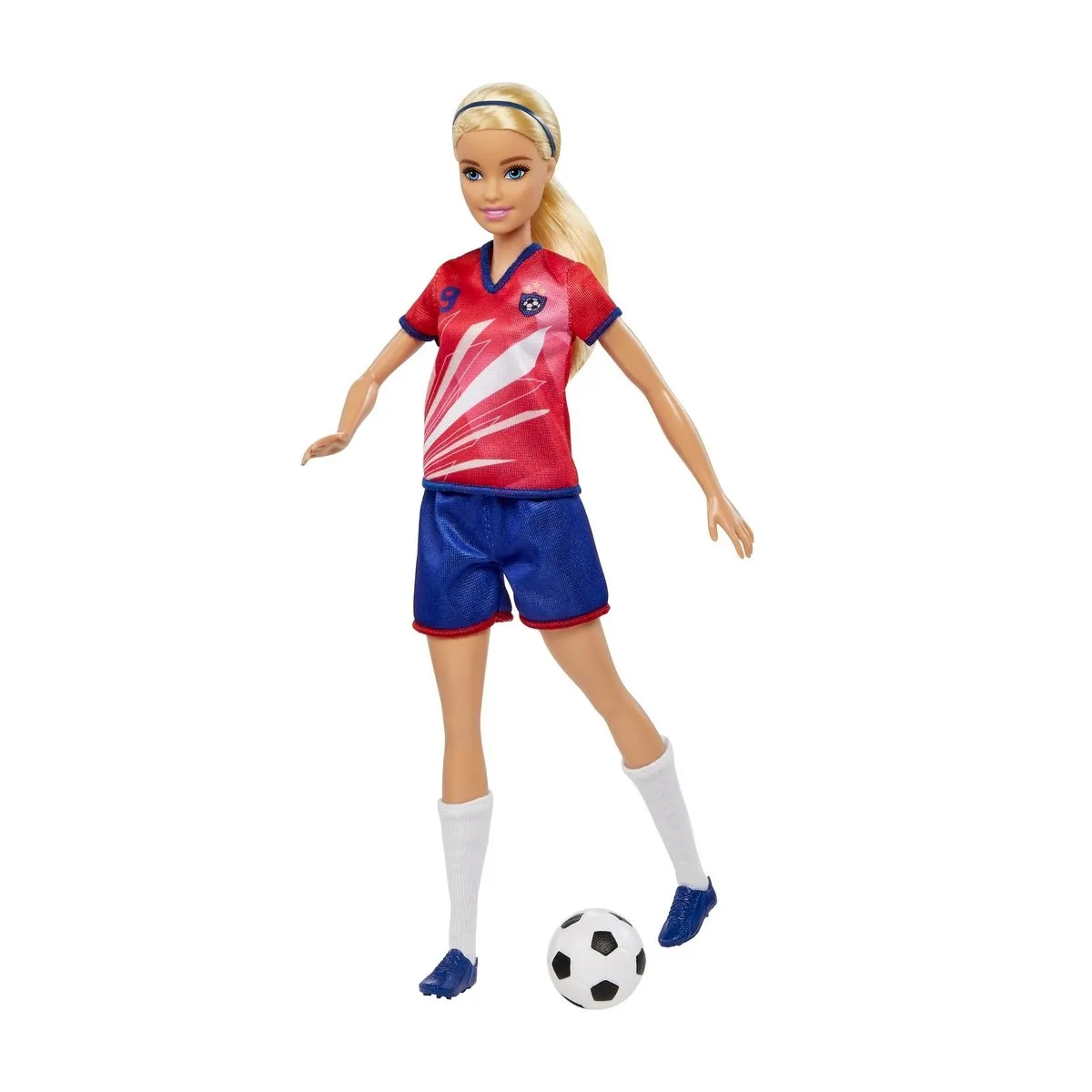 BARBIE - Muñeca Barbie jugadora de fútbol uniforme rojo