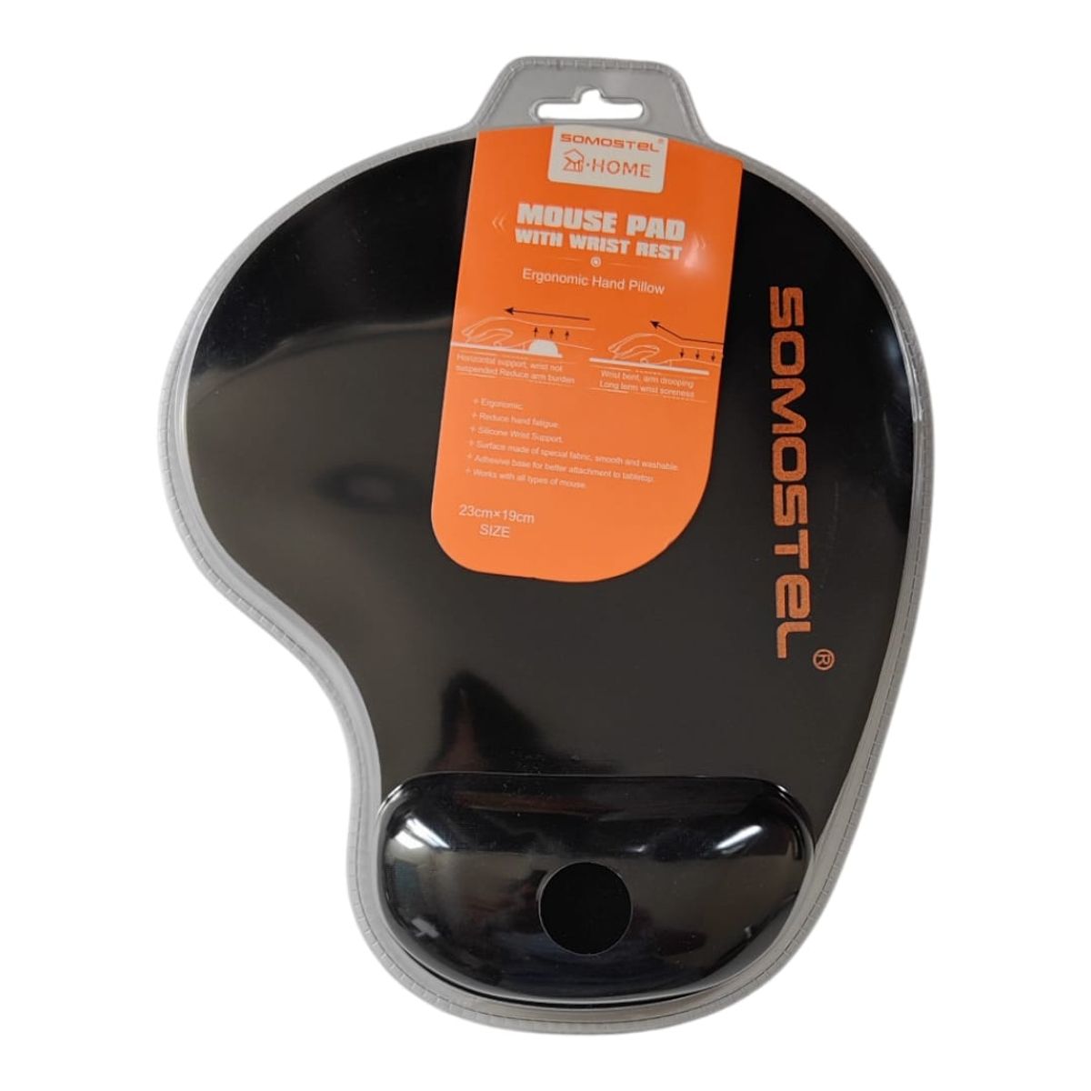 GENERICO - Mousepad Ergonómico Almohadilla Pillow Hand Somostel 23cm x 19cm Negro