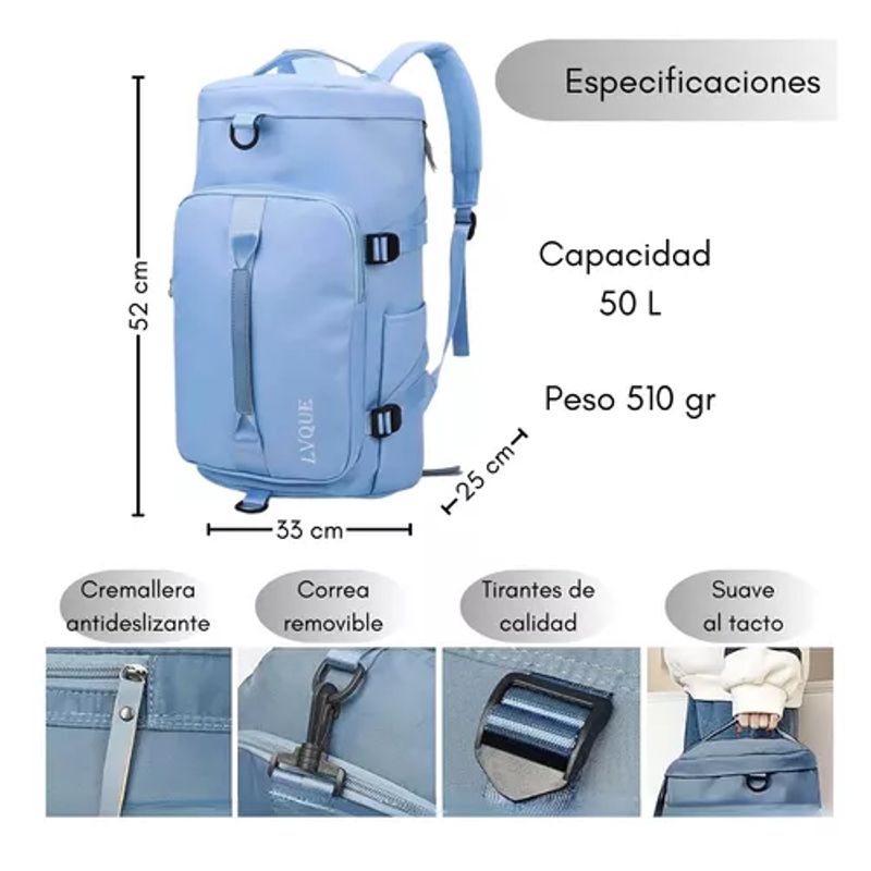 GENERICO - Bolso de viaje impermeable mochila multiusos hombro gimnasio