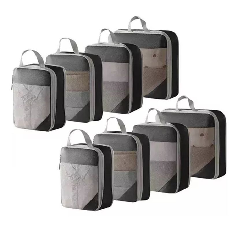GENERICO - 8 bolsas organizadoras de compresión para maleta color negro