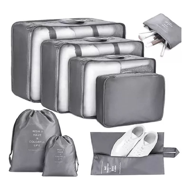 GENERICO - Bolsas viaje 8 en 1 organizadoras para maleta color gris