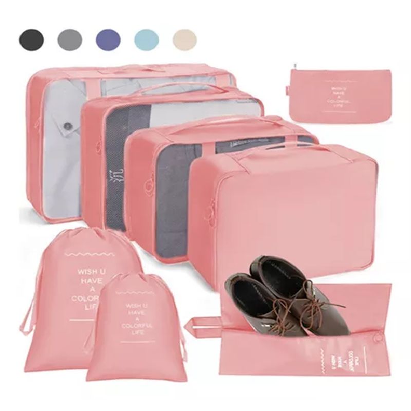 GENERICO - Bolsas de viaje 8 en 1 organizador viaje maleta color rosado