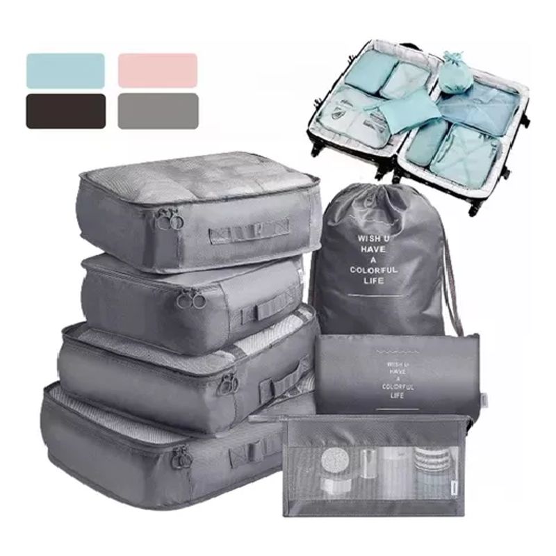 GENERICO - Set de 7 organizadores de equipaje color gris