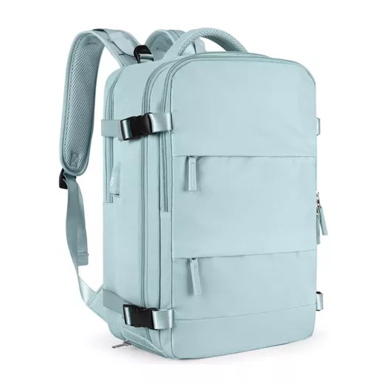 GENERICO - Mochila viaje cabina avión impermeable con USB color celeste