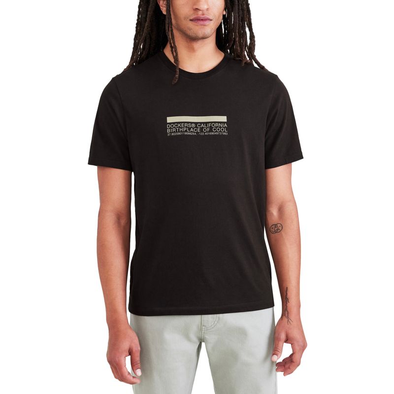 DOCKERS - Polera Hombre Graphic Tee Slim Fit Negra Logo Dockers
