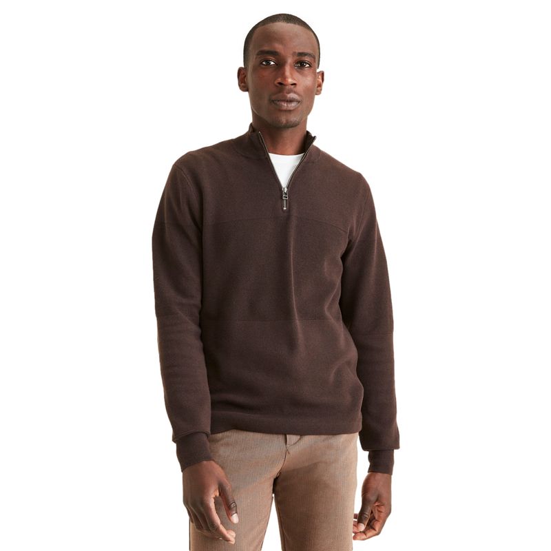 DOCKERS - Sweater Hombre Quarter-Zip Regular Fit Café Dockers