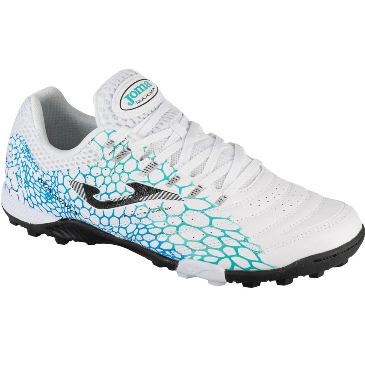 JOMA - Zapatilla Fútbol Turf Hombre Máxima Blanco Turquesa Joma