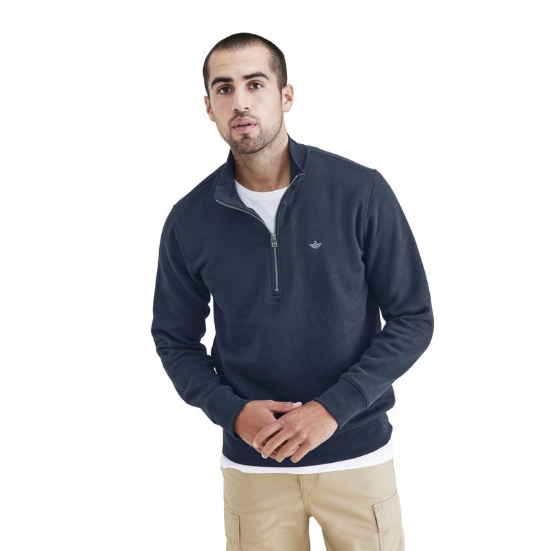 DOCKERS - Sweater Hombre Quarter Zip Fleece Regular Fit Azul Dockers