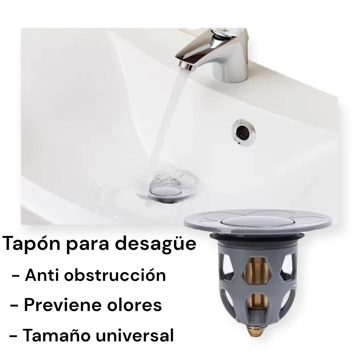 GENERICO - Tapón Filtro Lavamanos Fregadero Pack X2 Desague Universal