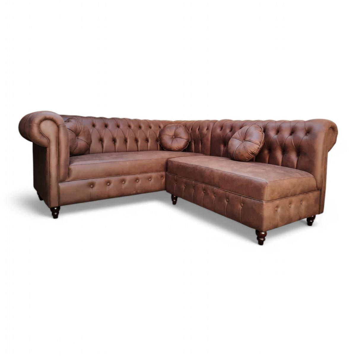 GENERICO - Sofá Seccional Capitones Premium Saint Raphael Color Café