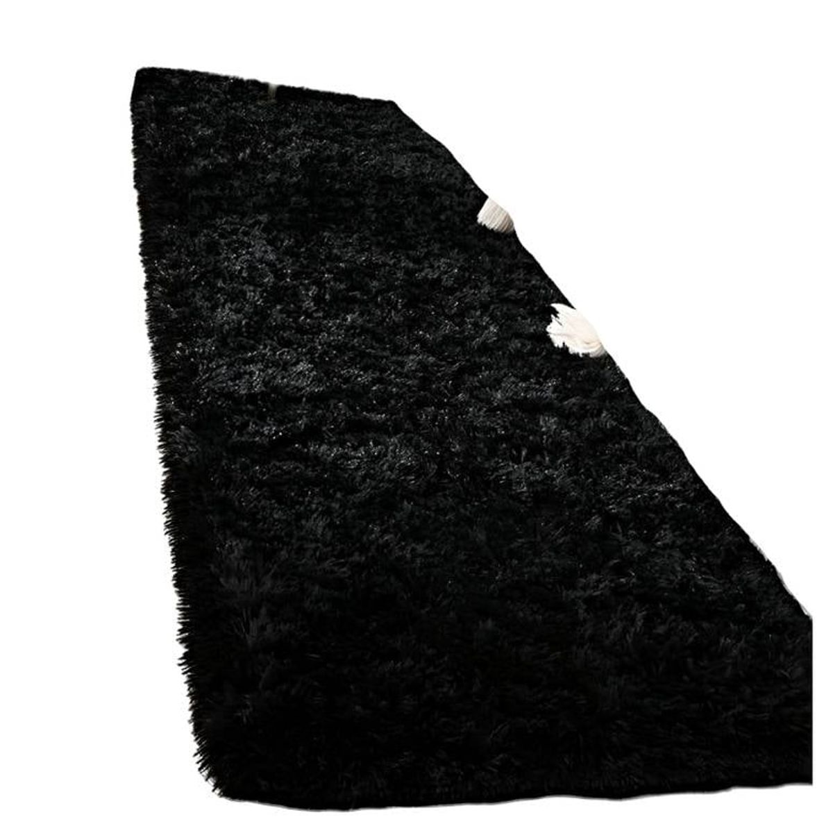 GENERICO - Pasillera alfombra peluda liviana 70x150 ultra suave NEGRO