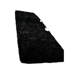 GENERICO - Pasillera alfombra peluda liviana 70x150 ultra suave NEGRO