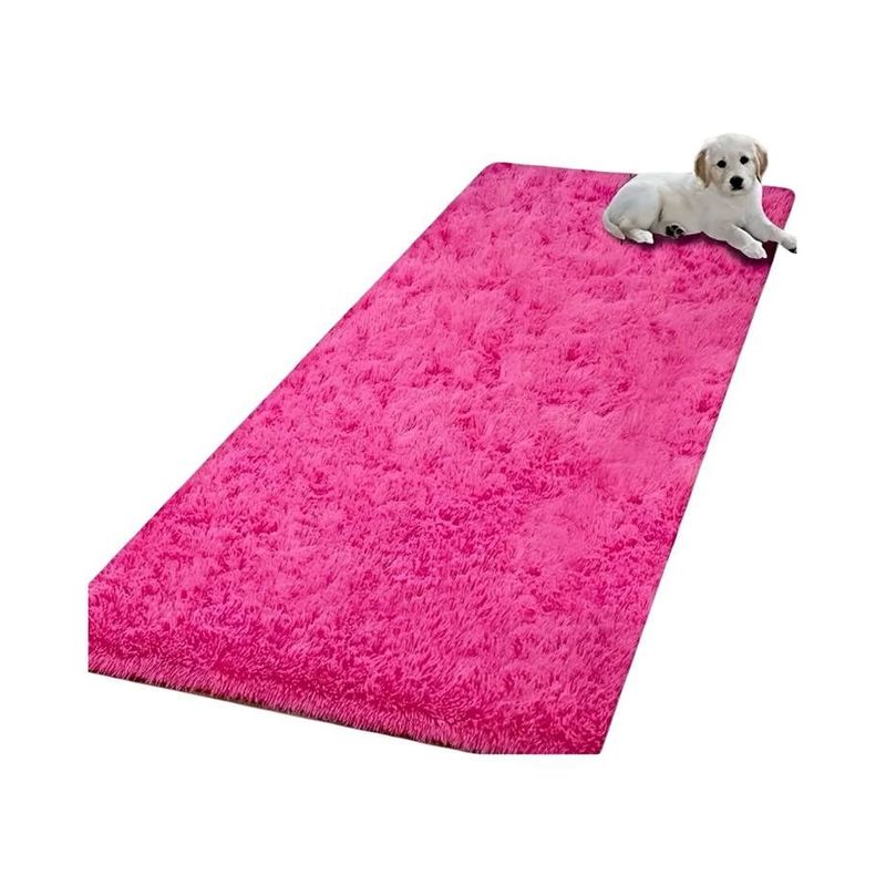 GENERICO - Juego por 2 Alfombra pasillera peluda liviana 70x150 ultra suave FUCSIA