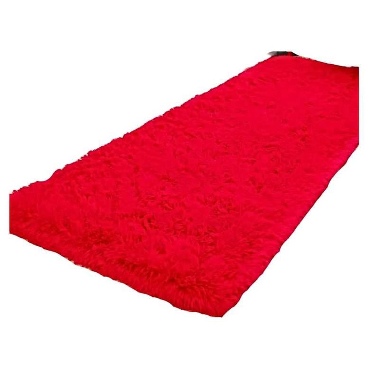 GENERICO - Pasillera alfombra peluda liviana 70x150 ultra suave ROJO