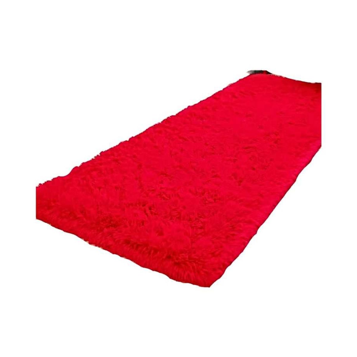 GENERICO - Pasillera alfombra peluda liviana 70x150 ultra suave ROJO