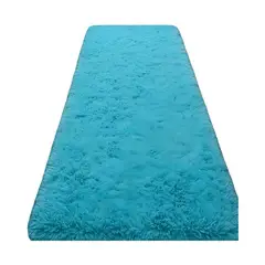 GENERICO - Juego por 2 Alfombra pasillera peluda liviana 70x150 ultra suave CELESTE