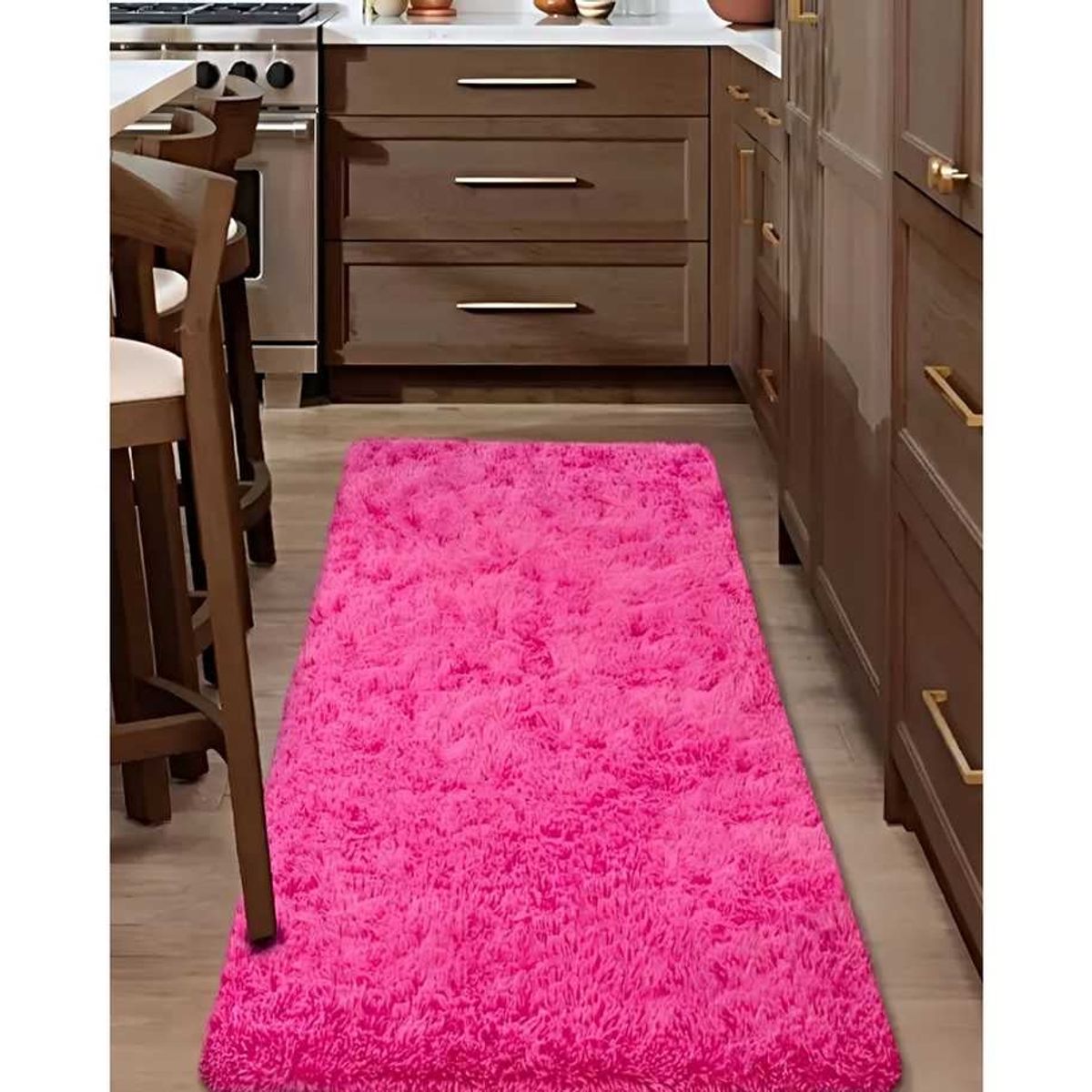 GENERICO - Pasillera alfombra peluda liviana 70x150 ultra suave FUCSIA