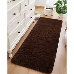 GENERICO - Juego por 2 Alfombra pasillera peluda liviana 70x150 ultra suave CAFÉ