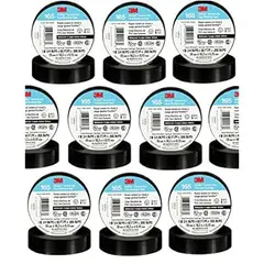 3M - Pack 10 Cinta Aislante PVC 19mm Negro Temflex 165