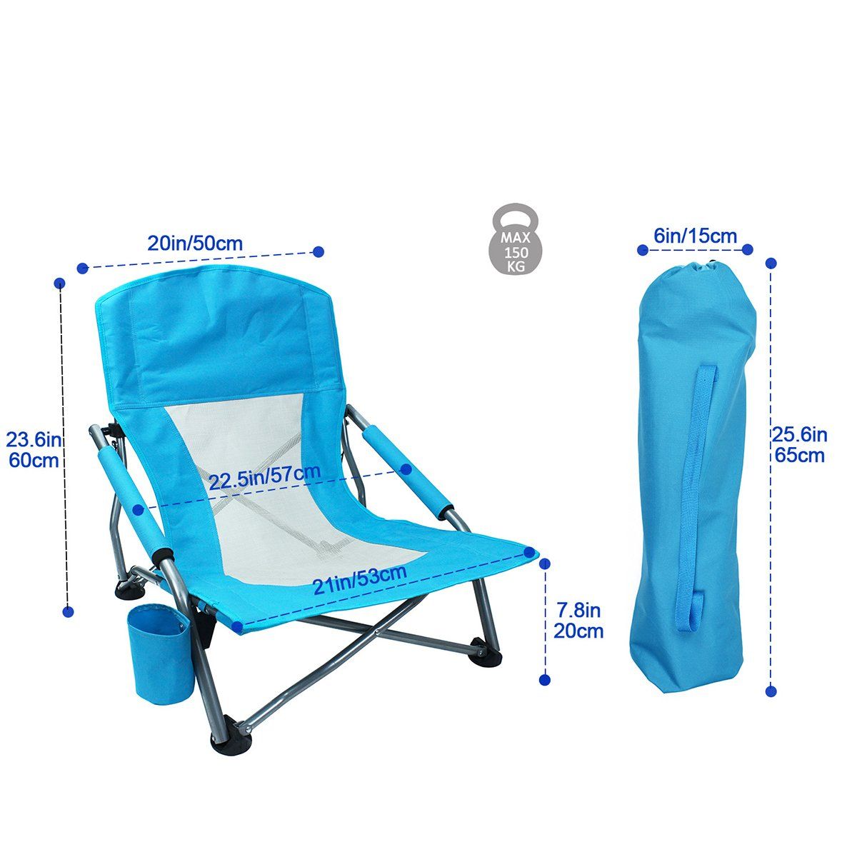 GENERICO - Silla De Playa Plegable Silla De Camping Con Portavasos