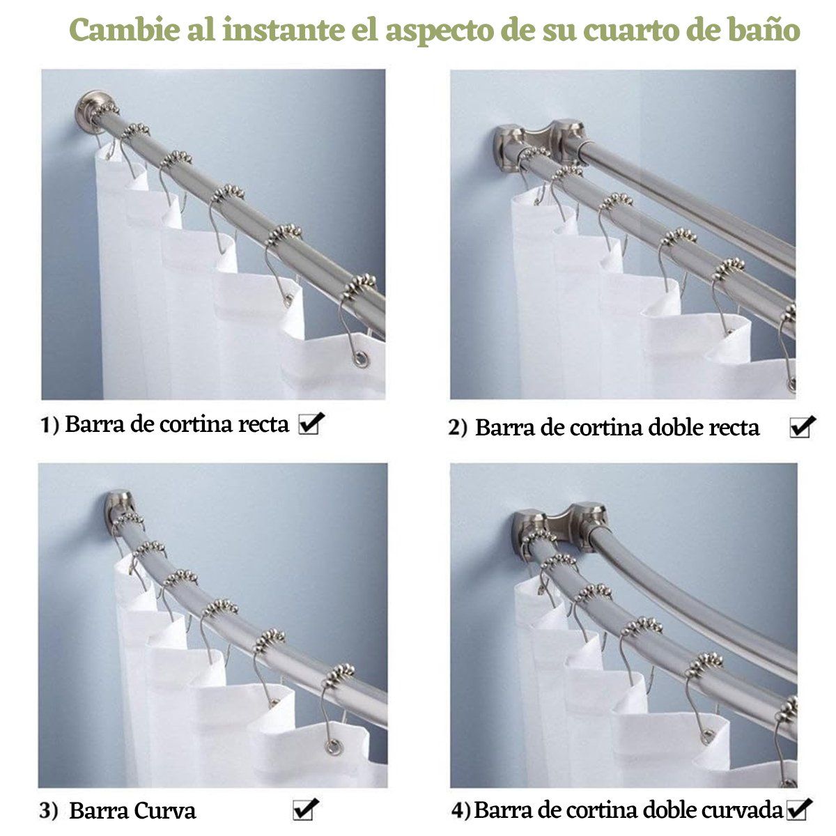 GENERICO - 12pcs Ganchos De Acero Inoxidable Para Cortinas De Baño