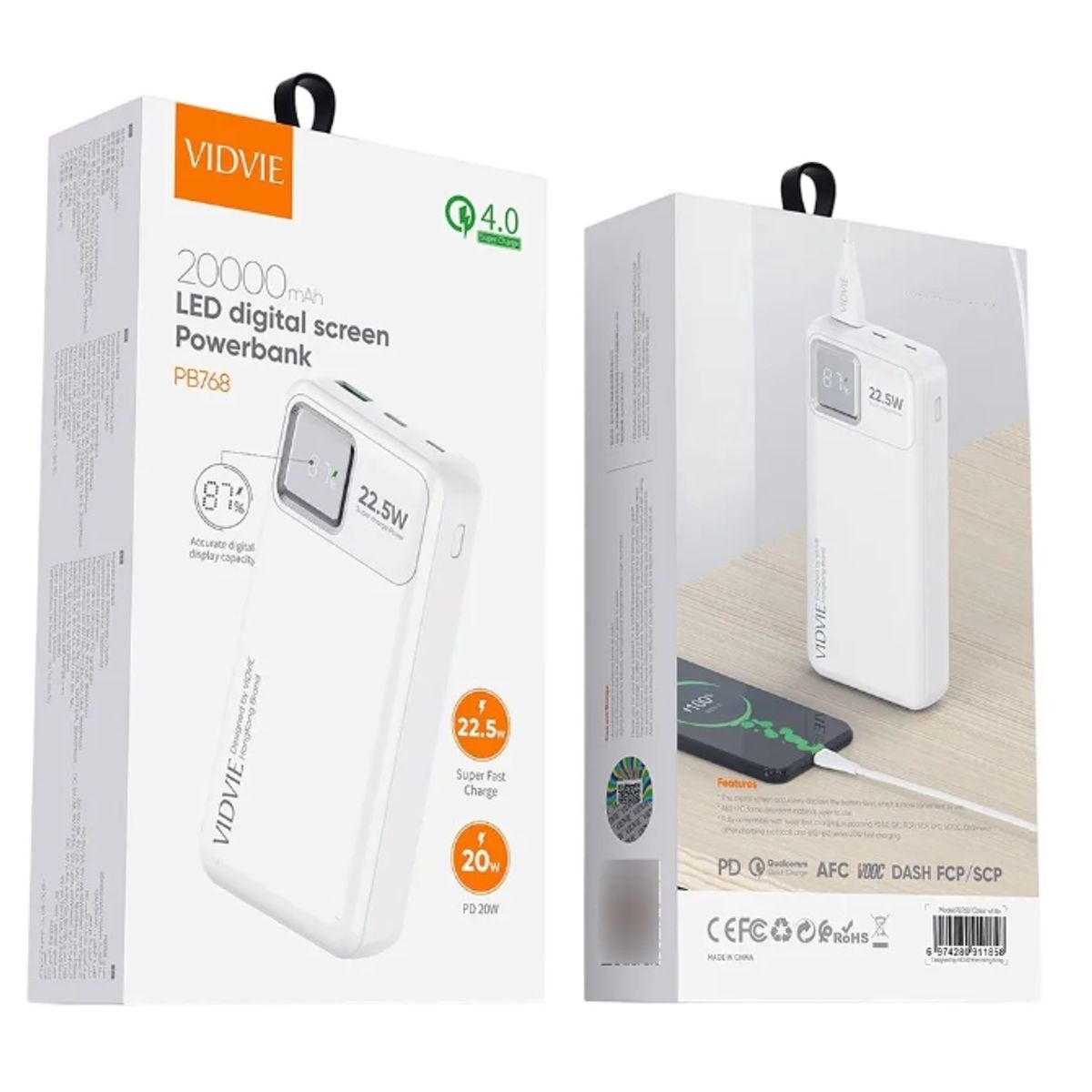 GENERICO - Cargador Batería Externa Vidvie Ultra Rápida Digital 20000mh