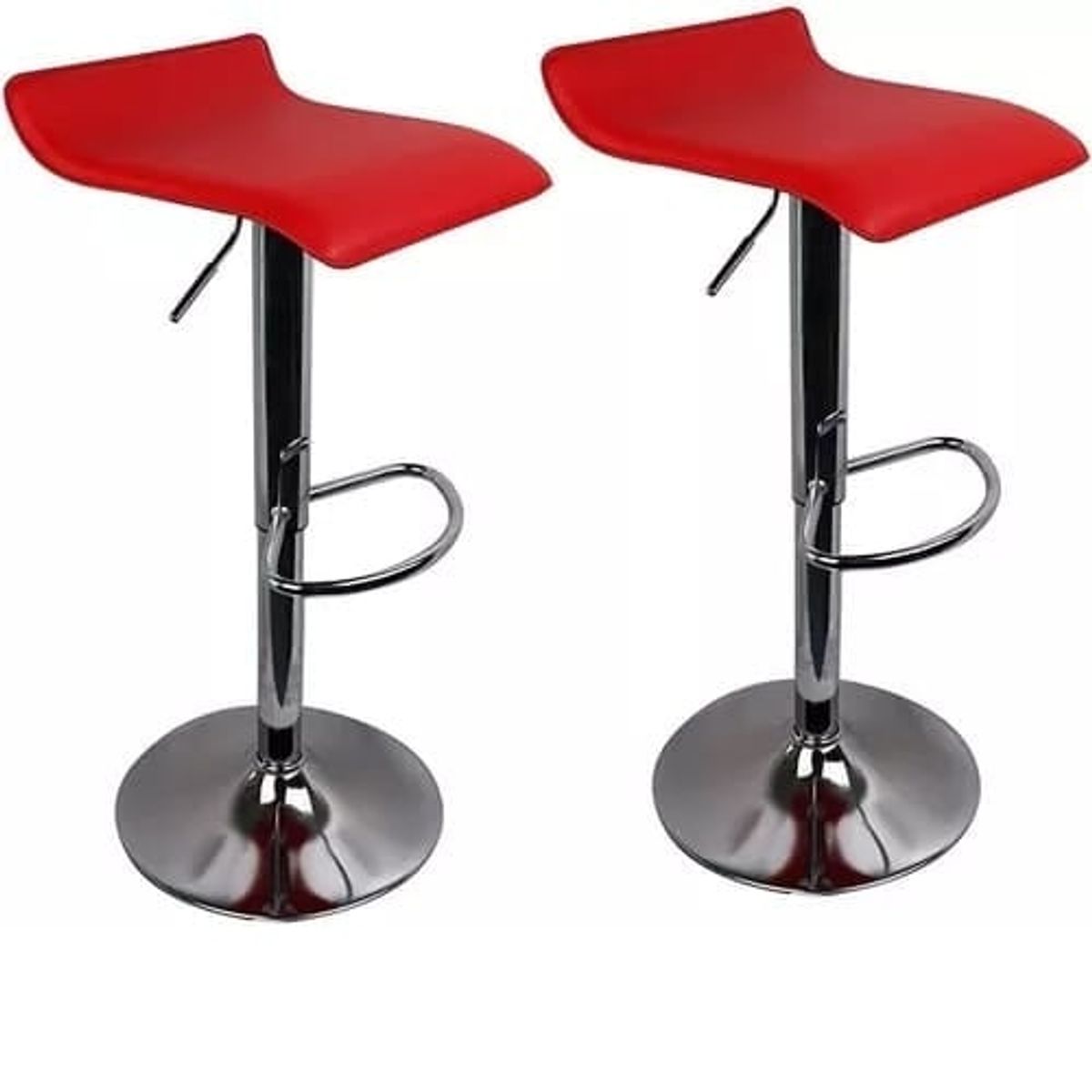 GENERICO - Pack De 2 Banquetas Piso Taburete Bar Regulables Eco Cuero Rojo