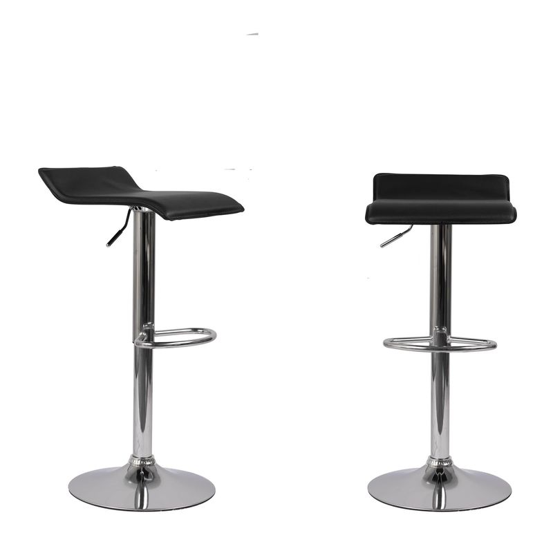 GENERICO - Pack De 2 Banquetas Piso Taburete Bar Regulables Eco Cuero Negro