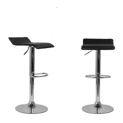 GENERICO - Pack De 2 Banquetas Piso Taburete Bar Regulables Eco Cuero Negro