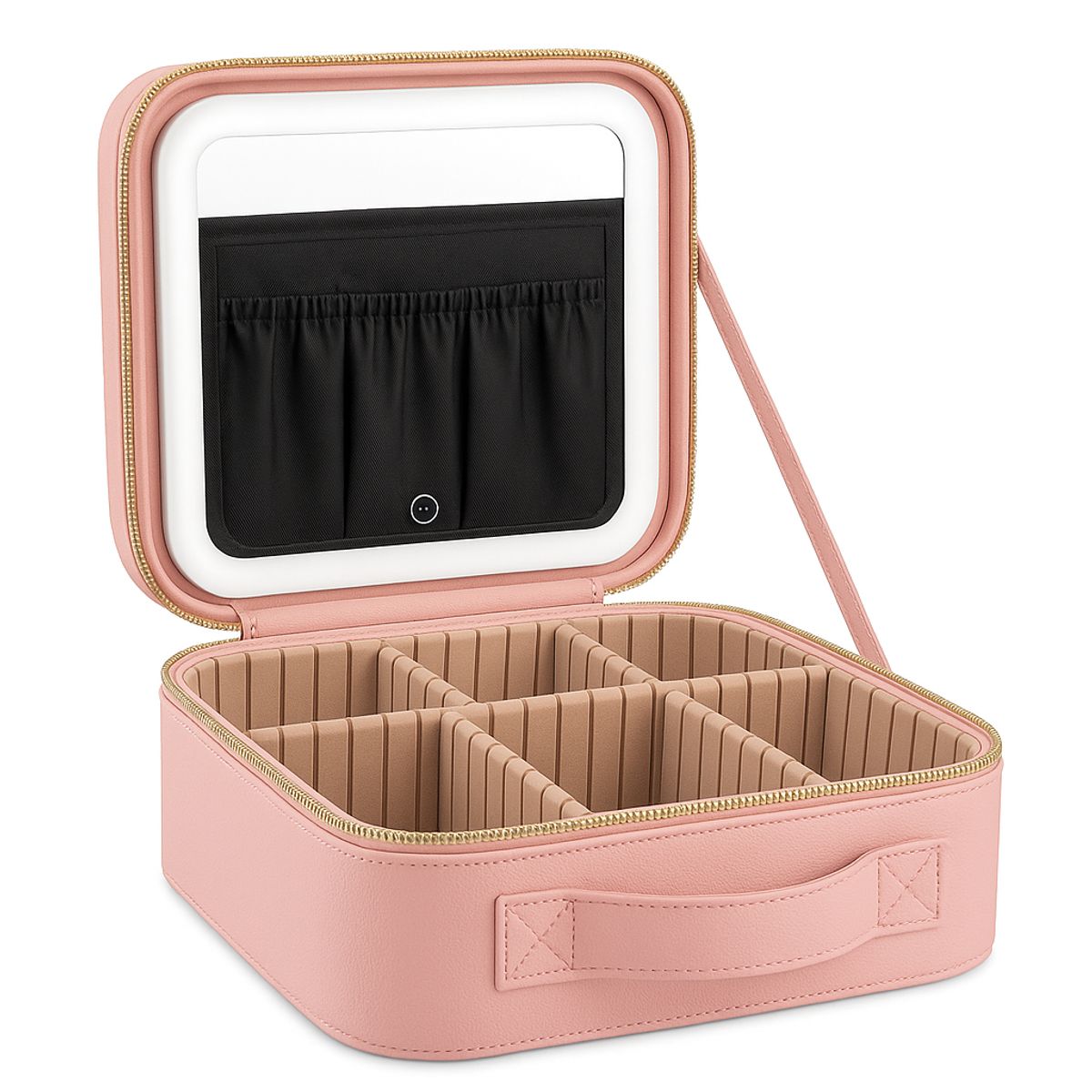 GENERICO - Maletín de Maquillaje con Espejo LED y Compartimentos Ajustables