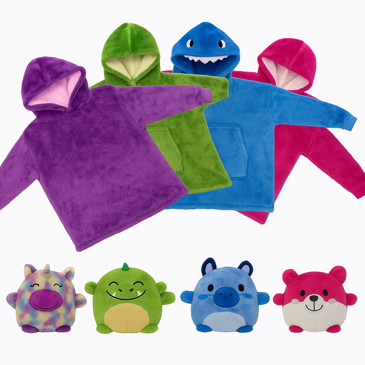 MOVI - Polerón Manta Infantil Plegable 2 en 1 con Forma de Peluche