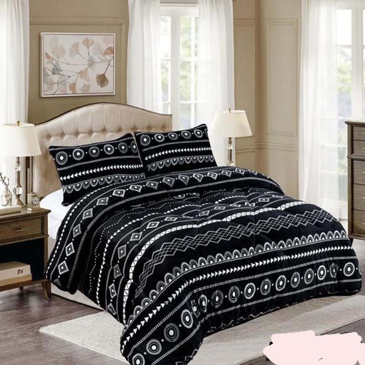 GENERICO - COBERTOR 2 PLAZA PLUSH CON CHIPORRO COLOR NEGRO ROUSS