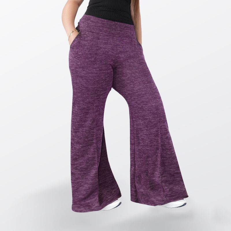 AGW - Pantalón Palazzo Elasticados Lanilla Pretina Ancha Tiro Alto
