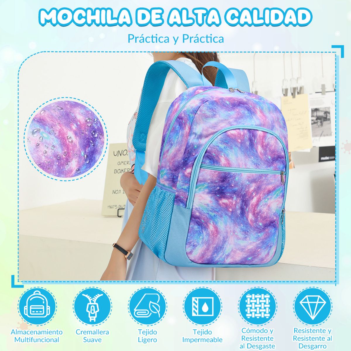 LUKOVEE - Mochila Bolso Escolar Juvenil Imprmeable Gran Capacidad