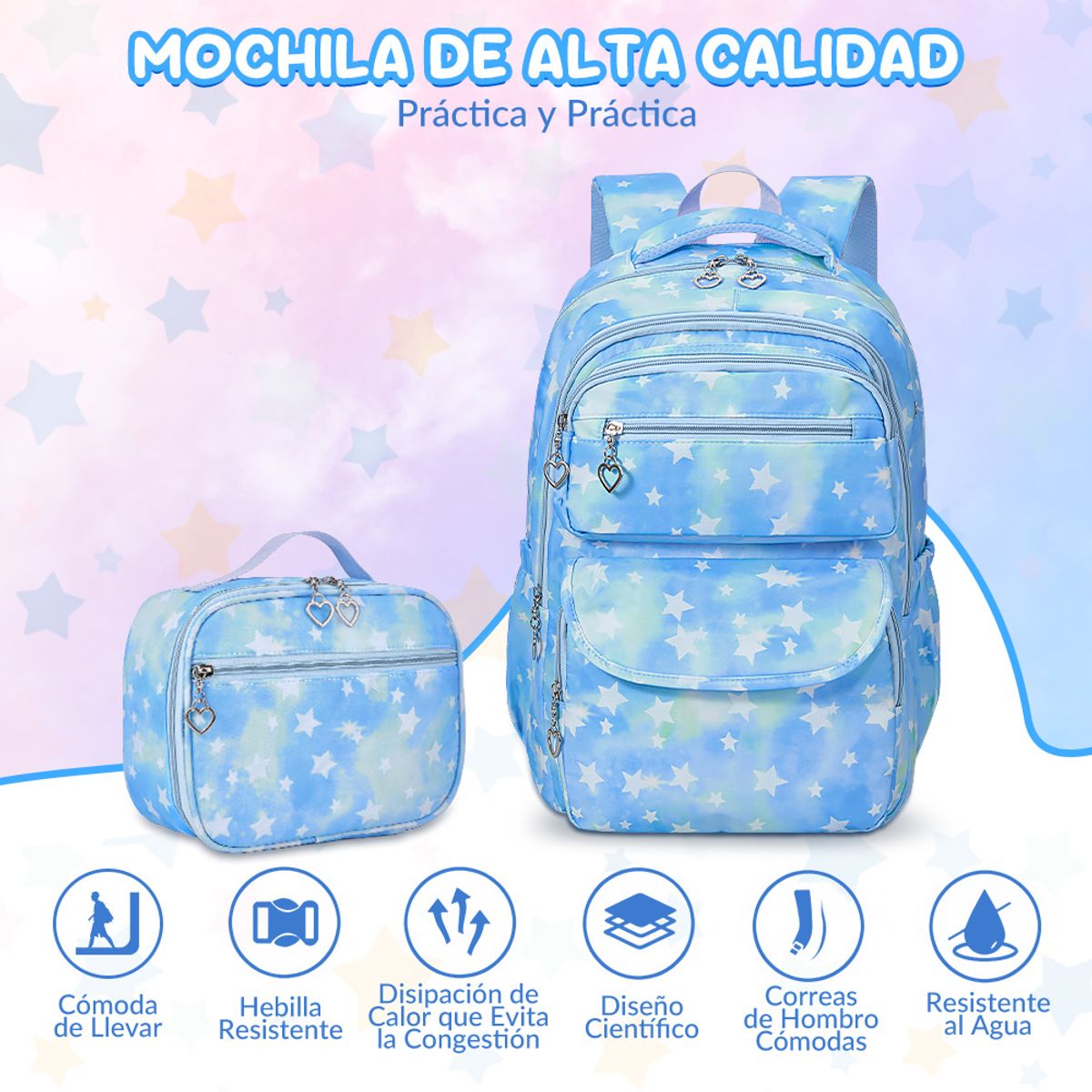 LUKOVEE - Mochila Bolso Escolar Juvenil Imprmeable Gran Capacidad
