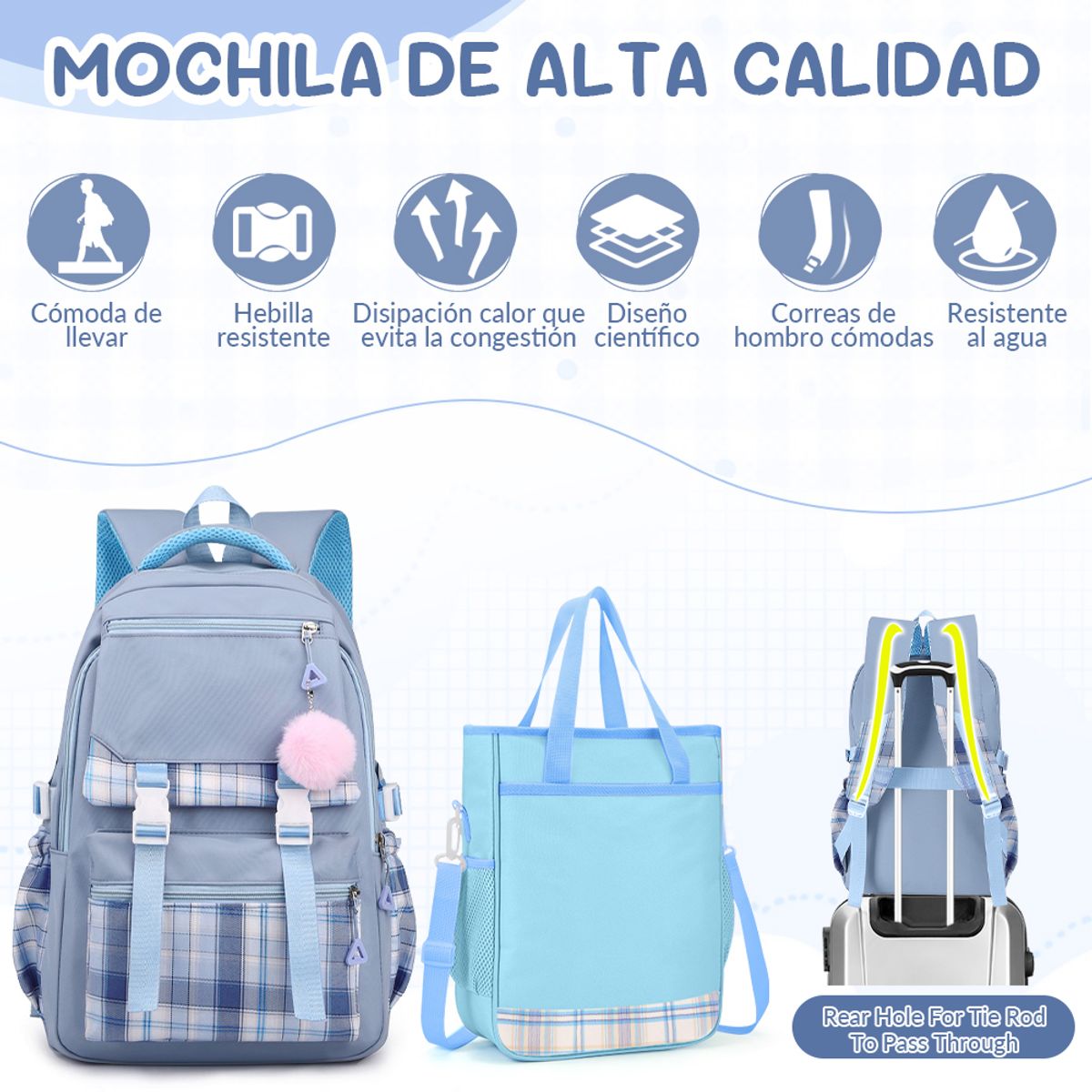 LUKOVEE - Mochila Escolar De Niña Con Bolsa De Estudio Estuche Lápice