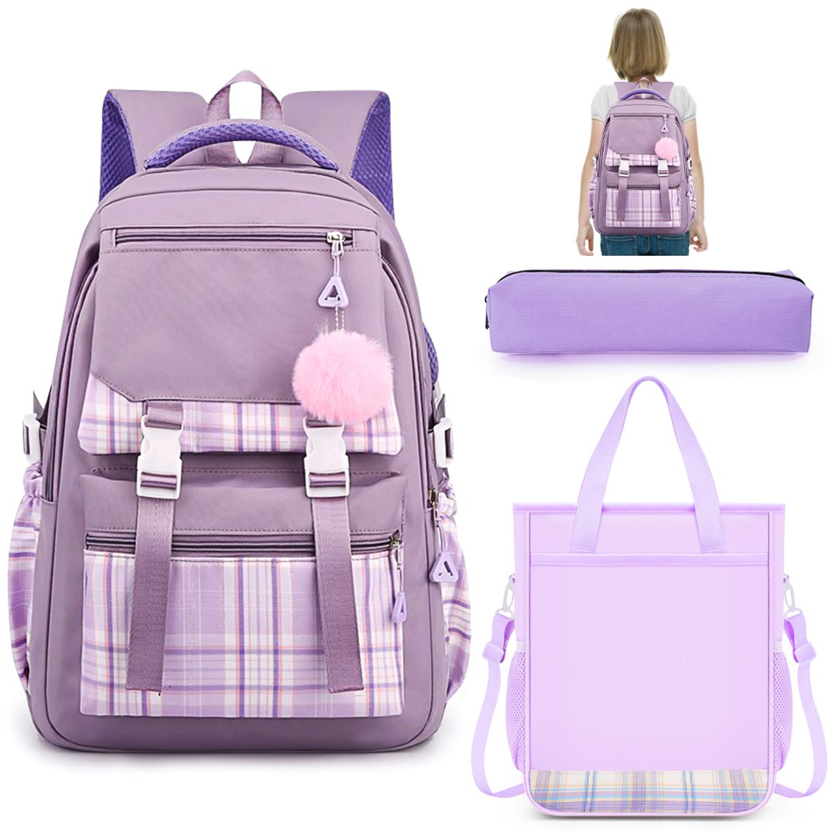 LUKOVEE - Mochila Escolar De Niña Con Bolsa De Estudio Estuche Lápice