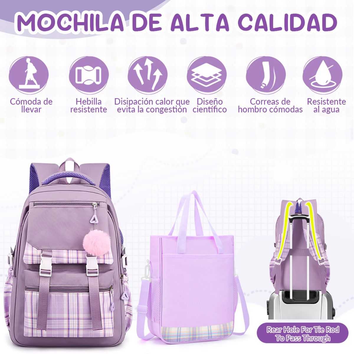 LUKOVEE - Mochila Escolar De Niña Con Bolsa De Estudio Estuche Lápice