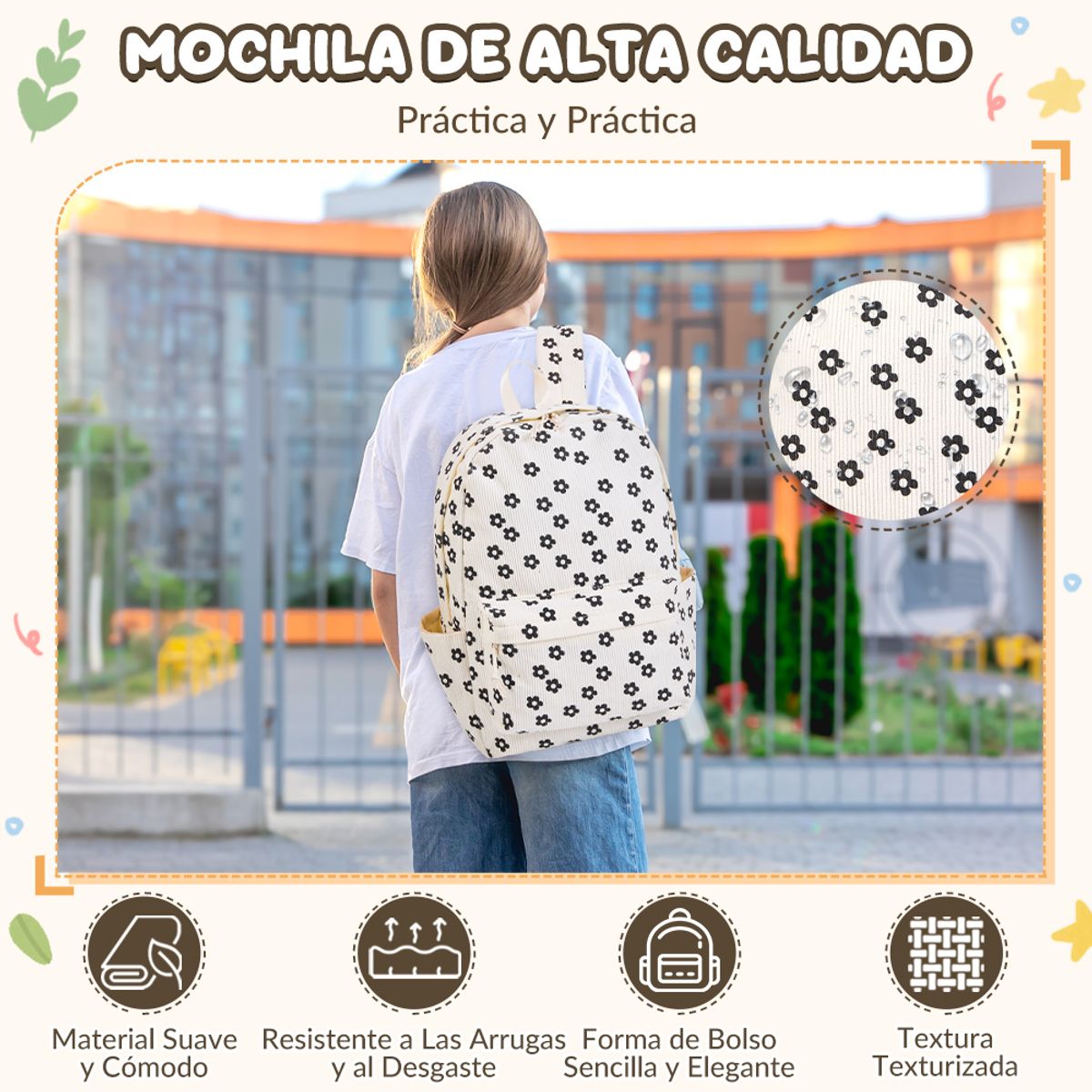 LUKOVEE - Mochilas Escolar Niña Bolso Viaje Con Almuer Estuche Lápice