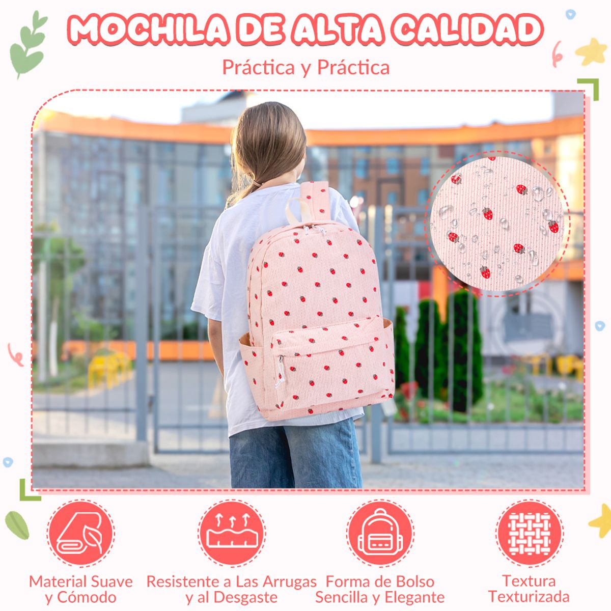 LUKOVEE - Mochilas Escolar Niña Bolso Viaje Con Almuer Estuche Lápice