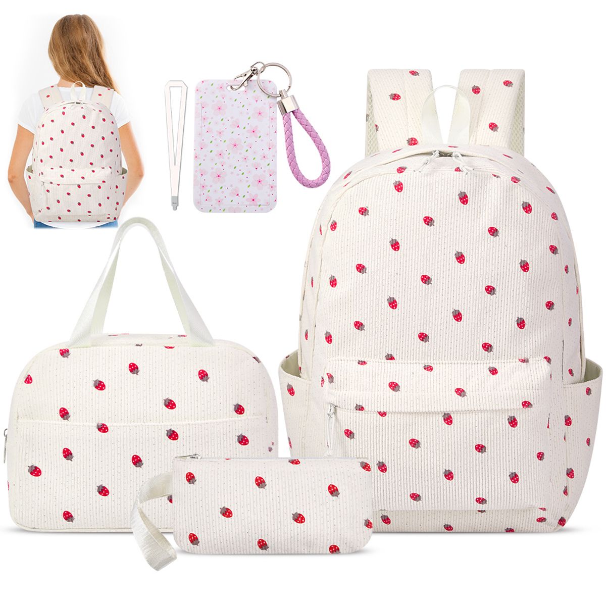 LUKOVEE - Mochilas Escolar Niña Bolso Viaje Con Almuer Estuche Lápice
