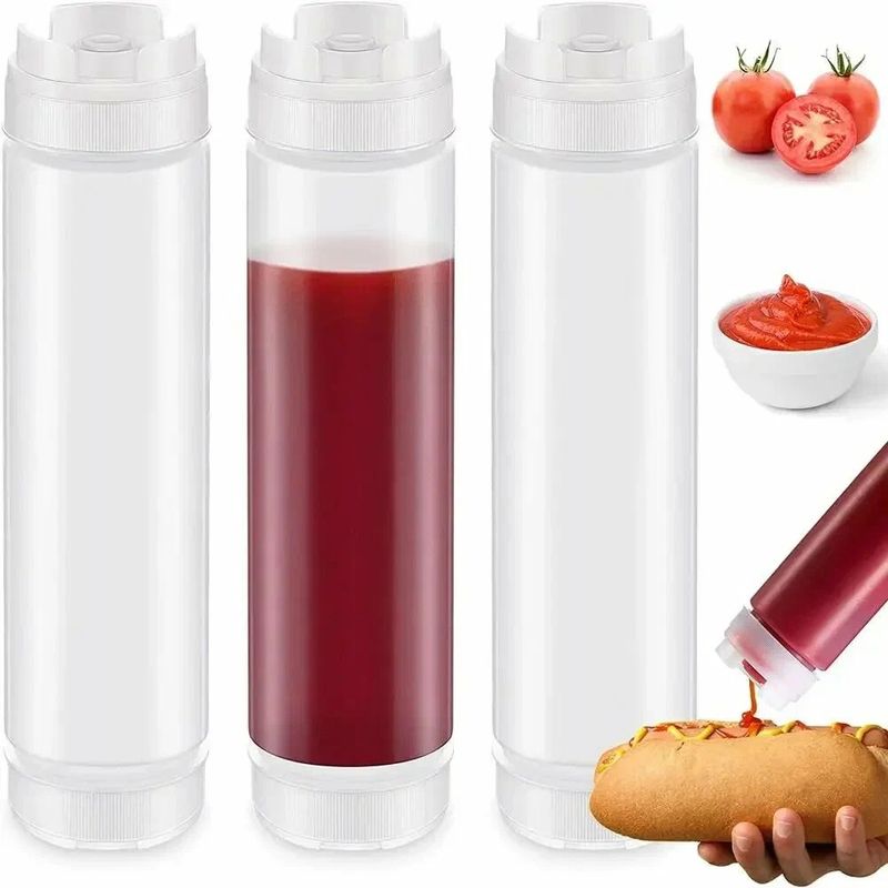 KUANGYE - Pack 3 Cocina Dispensador De Salsa Salseros 400 Ml