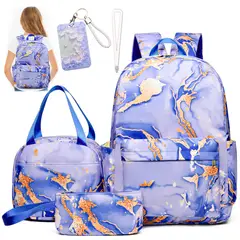 LUKOVEE - Mochila Escolar De Niña Con Bolso Y Estuche De Mano 6 Piezas