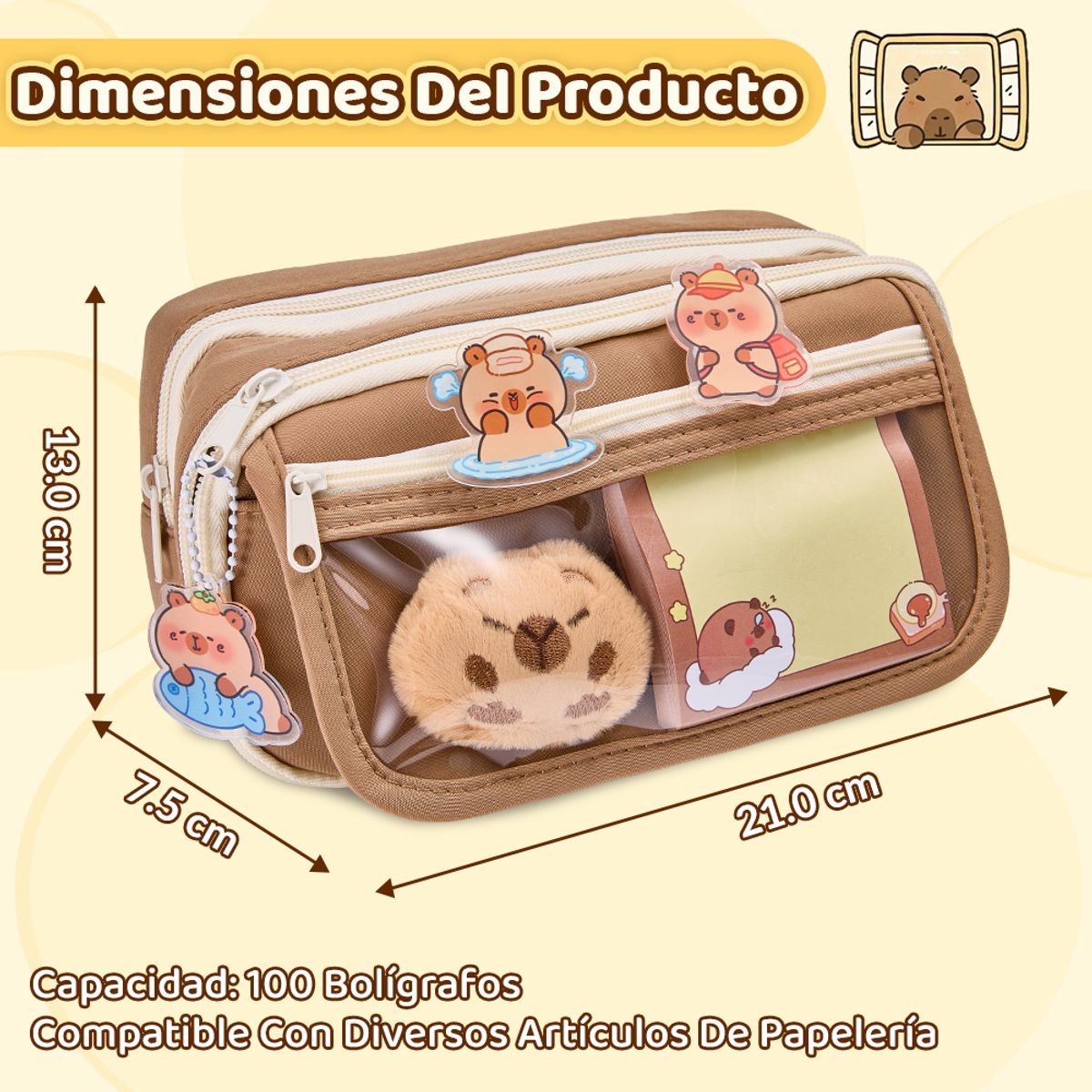 LUKOVEE - Estuche para Lápices de Capibara para Niños Gran Capacidad