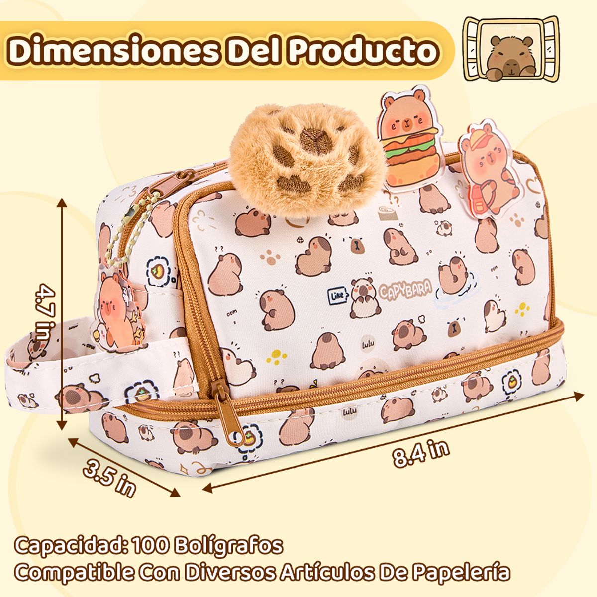 LUKOVEE - Estuche para Lápices de Capibara para Niños Gran Capacidad