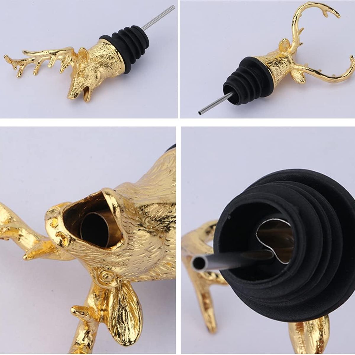 KUANGYE - Vertedor De Botellas Tapón Metálico Cabeza De Ciervo