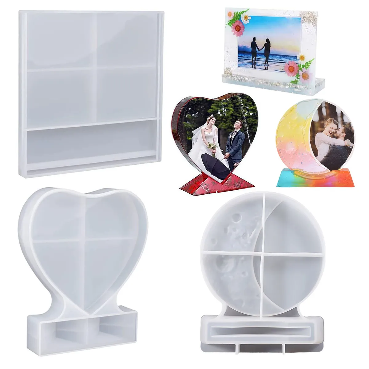 KUANGYE - 3 Molde De Silicona Resina Para Marco Fotos Personalizado