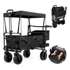 GENERICO - Carrito Plegable Portátil Carriola Para Exteriores Con Toldo