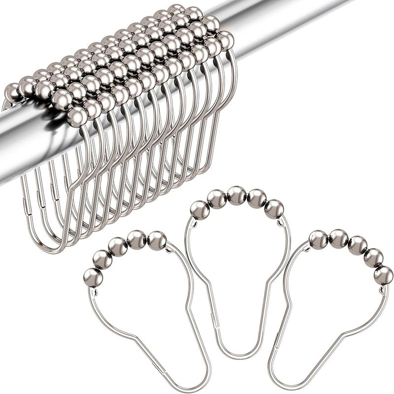 GENERICO - 12 Ganchos De Acero Inoxidable Para Cortinas De Baño Cocina
