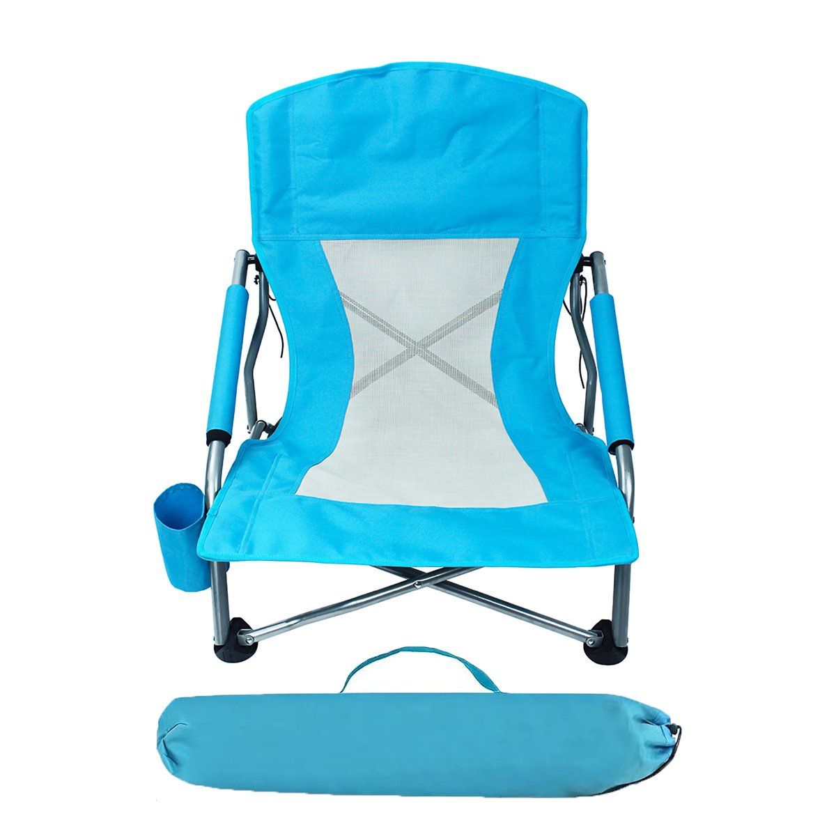 GENERICO - Silla De Playa Plegable Silla De Camping Con Portavasos-Azul